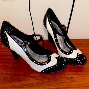 Black and white heels